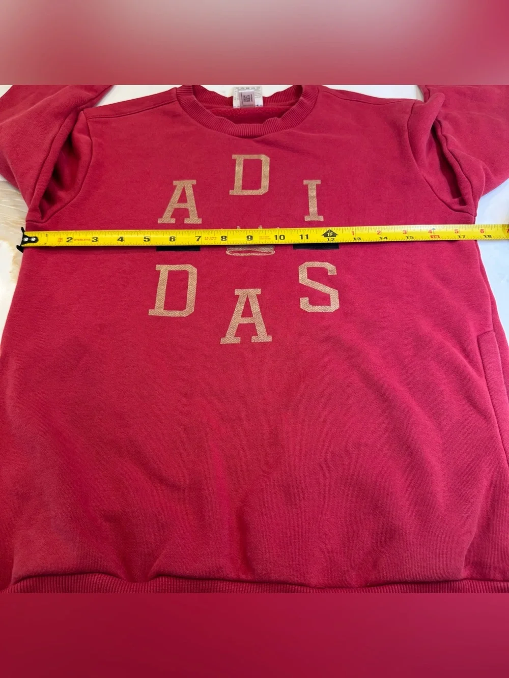 Adidas Red Varsity Graphic Fleece Sweatshirt Boys M Womens XS Pockets
